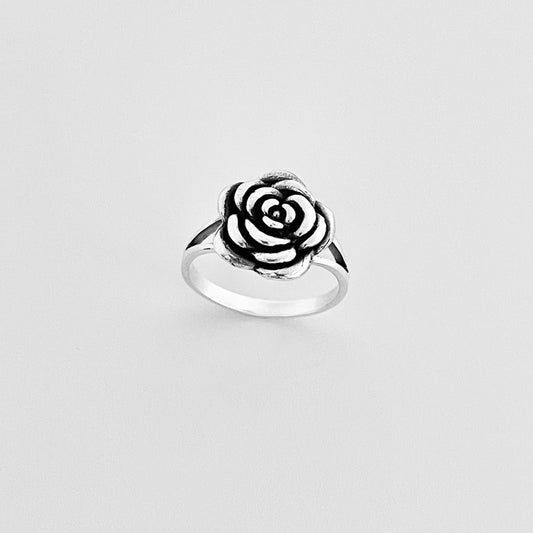 Sterling Silver Simple Statement Rose Ring – Floral Love Silver Rings