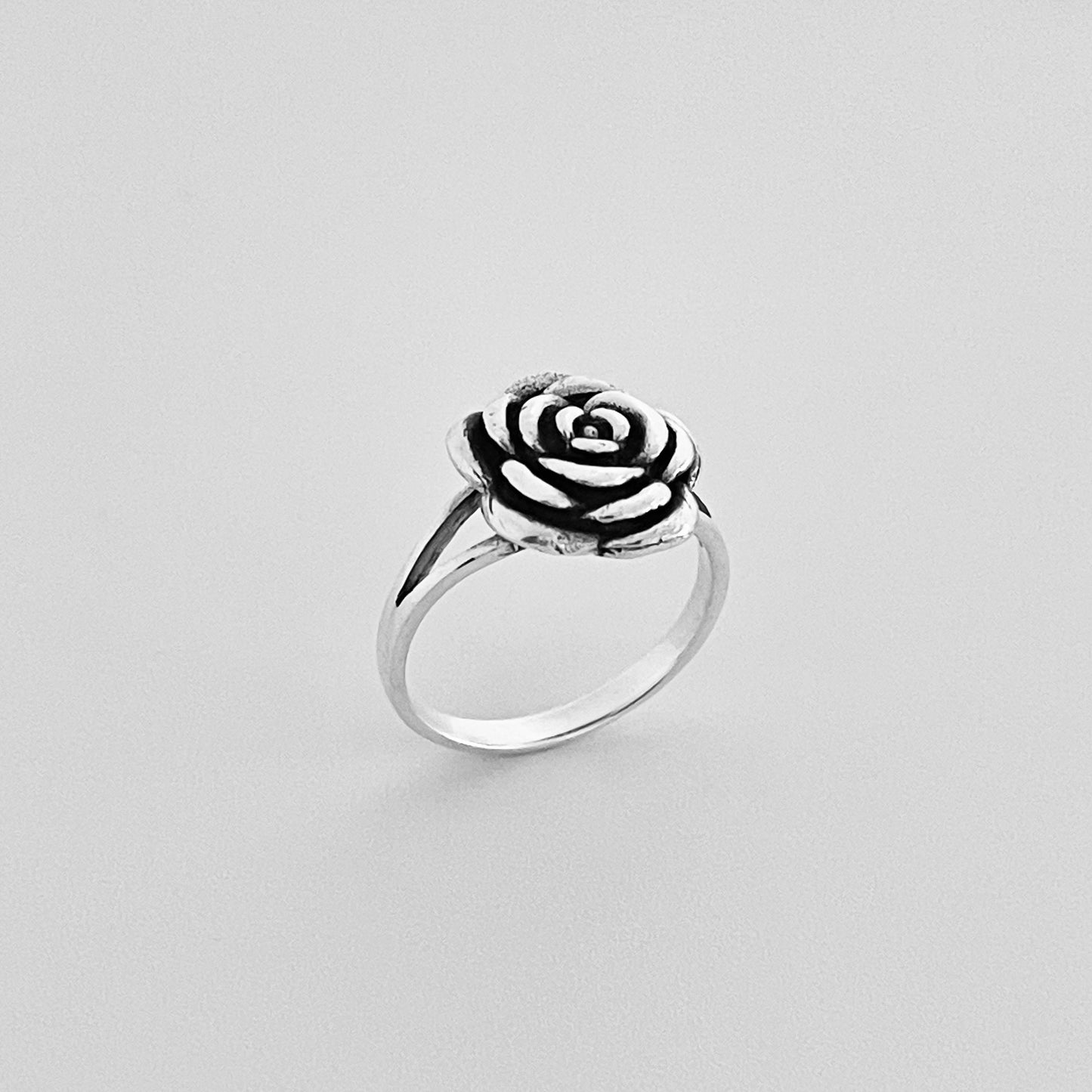 Sterling Silver Simple Rose Ring, Flower Ring, Silver Rings, Love Roses