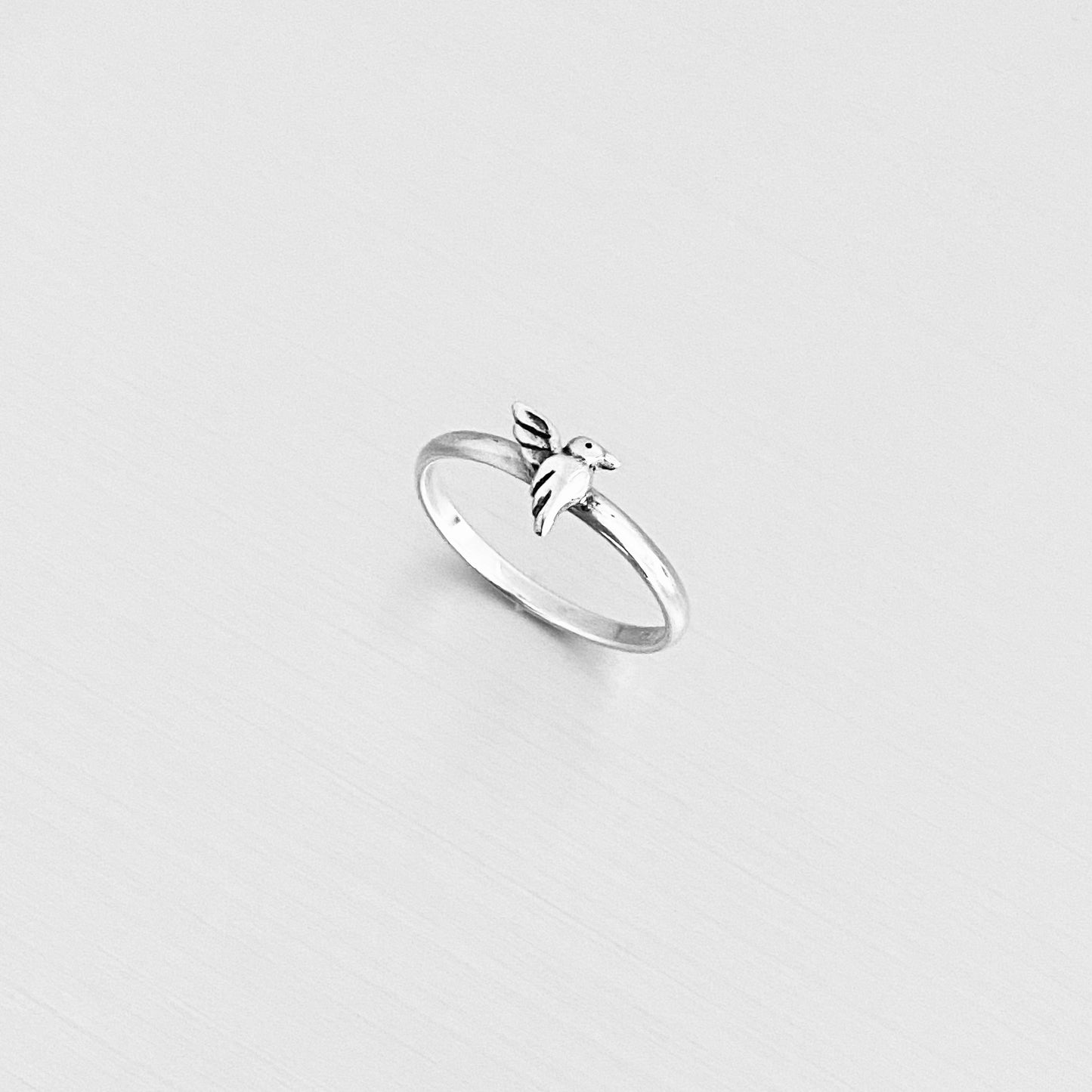 Sterling Silver Minimalist Hummingbird Ring, Silver Rings, Animal Ring