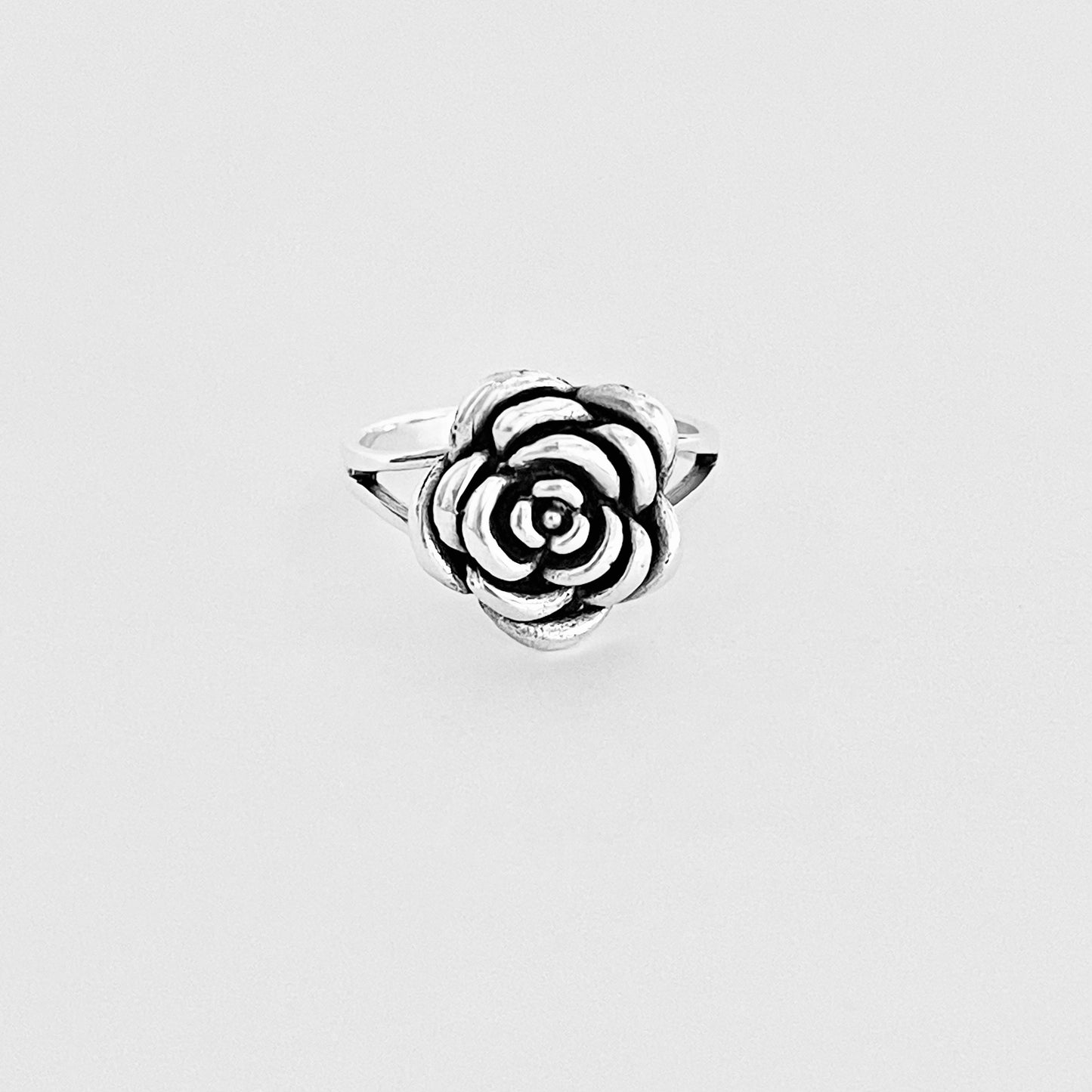 Sterling Silver Simple Statement Rose Ring – Floral Love Silver Rings