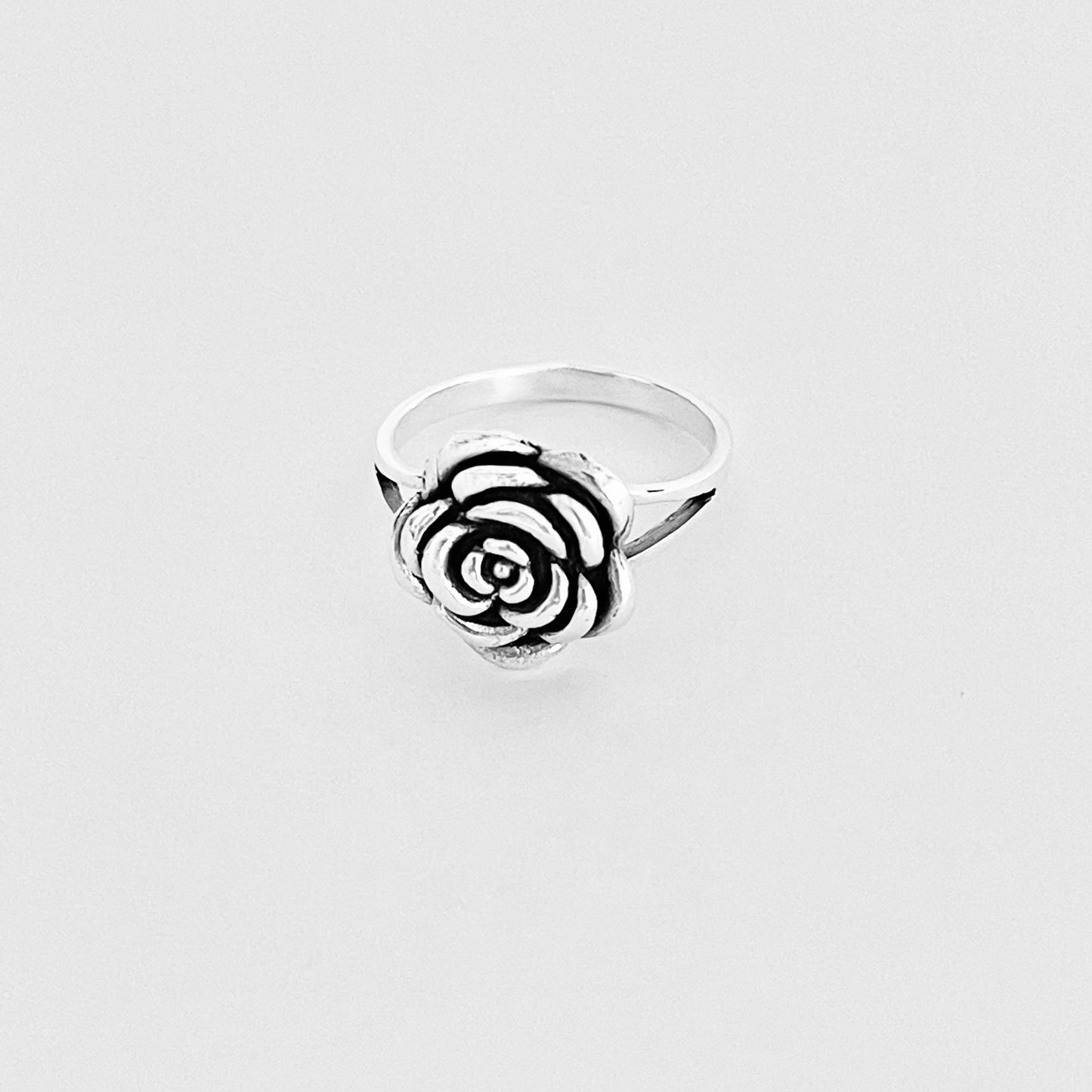Sterling Silver Simple Statement Rose Ring – Floral Love Silver Rings