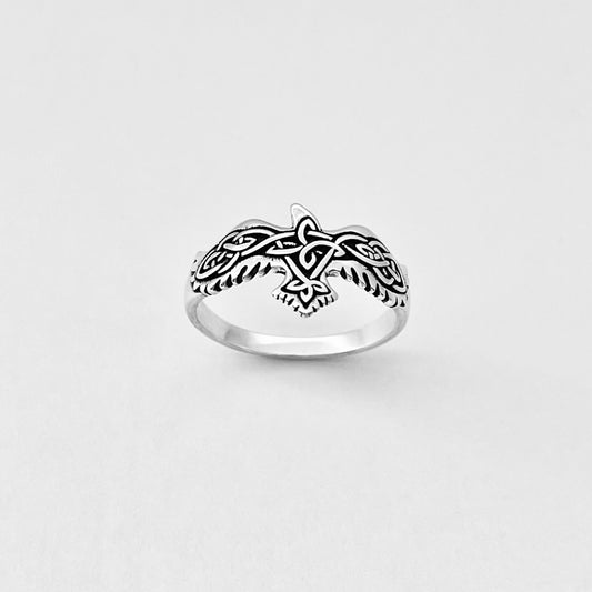 Sterling Silver Celtic Eagle Bird Ring, Animal Rings, Spirit Birds, Trinity Knots