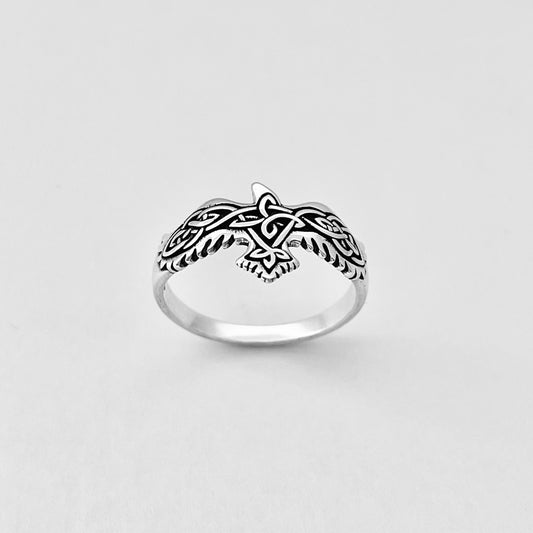 Sterling Silver Celtic Eagle Ring, Silver Trinity Bird Rings