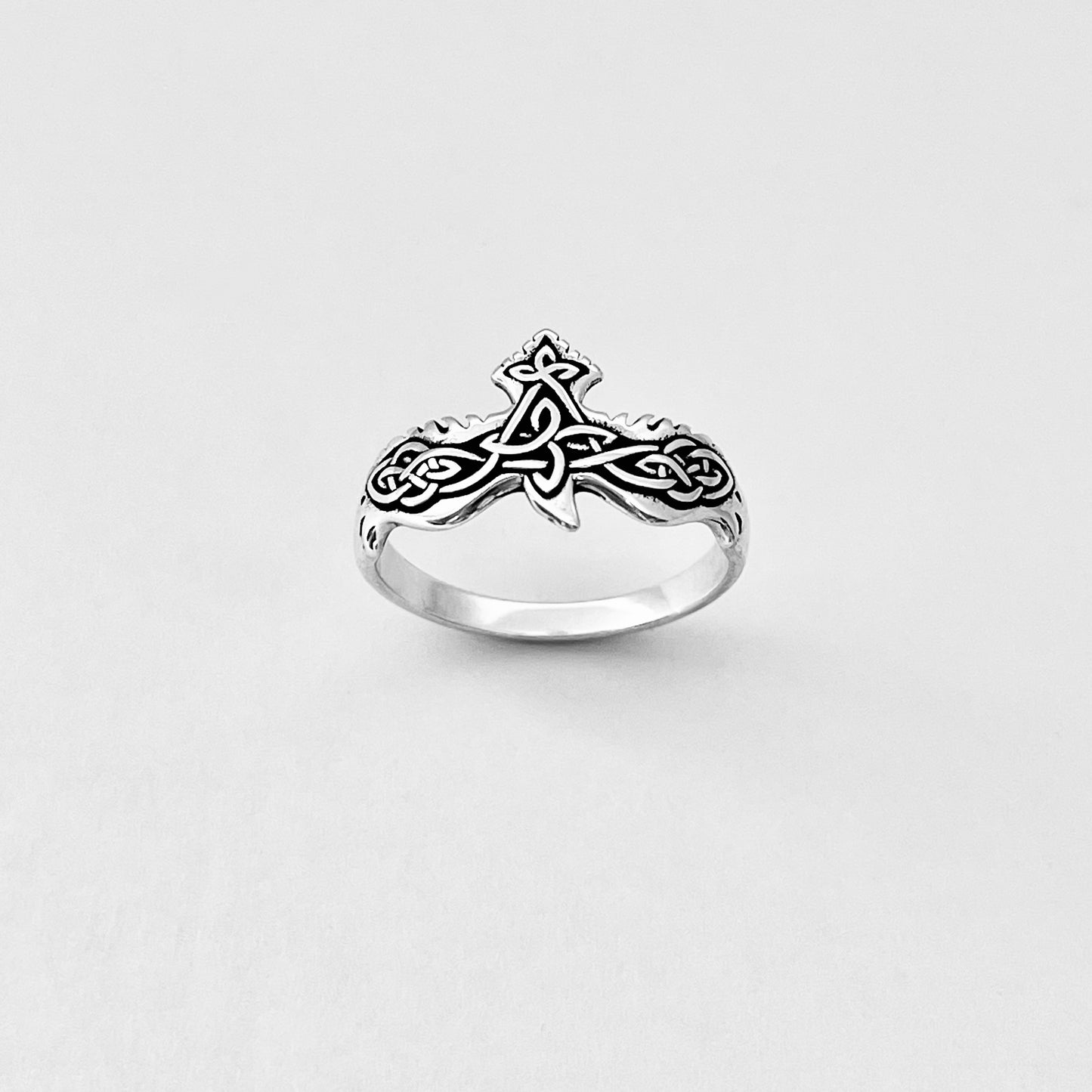 Sterling Silver Celtic Eagle Bird Ring, Spirit Animals, Trinity Knots Jewelry