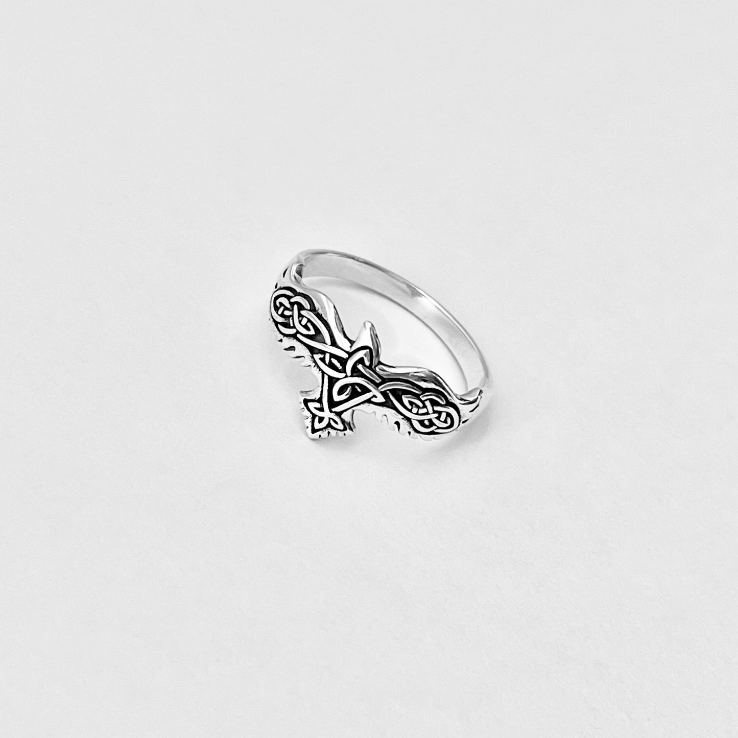 Sterling Silver Celtic Eagle Bird Ring, Spirit Animals, Trinity Knots Jewelry