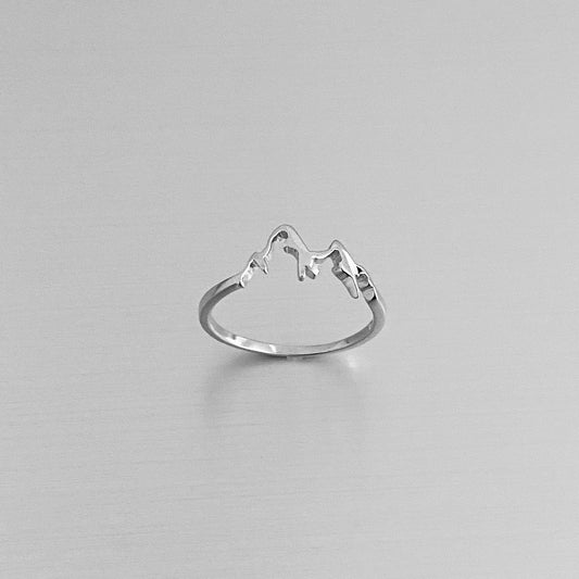 Sterling Silver Small Delicate Mountain Ring, Hiking Silver Rings, Desert Ring