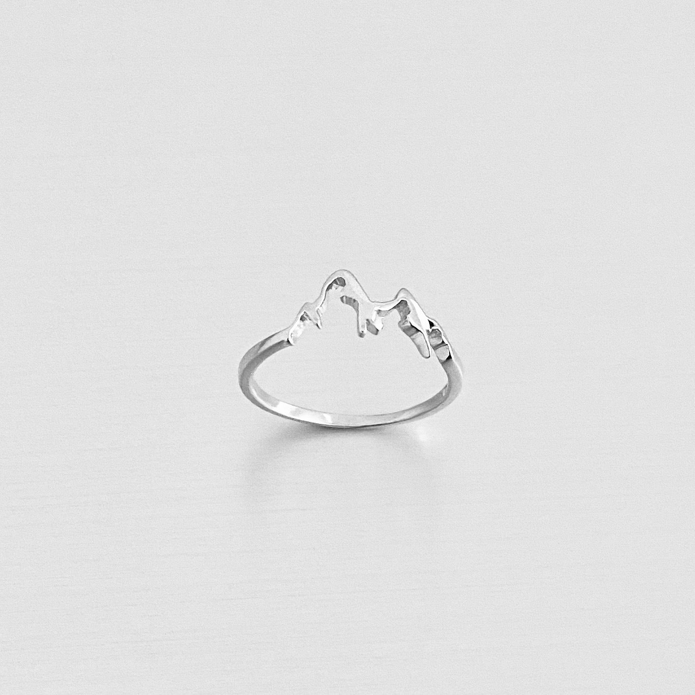 Sterling Silver Small Delicate Mountain Ring, Dainty Desert Hiking Nature Silver Rings