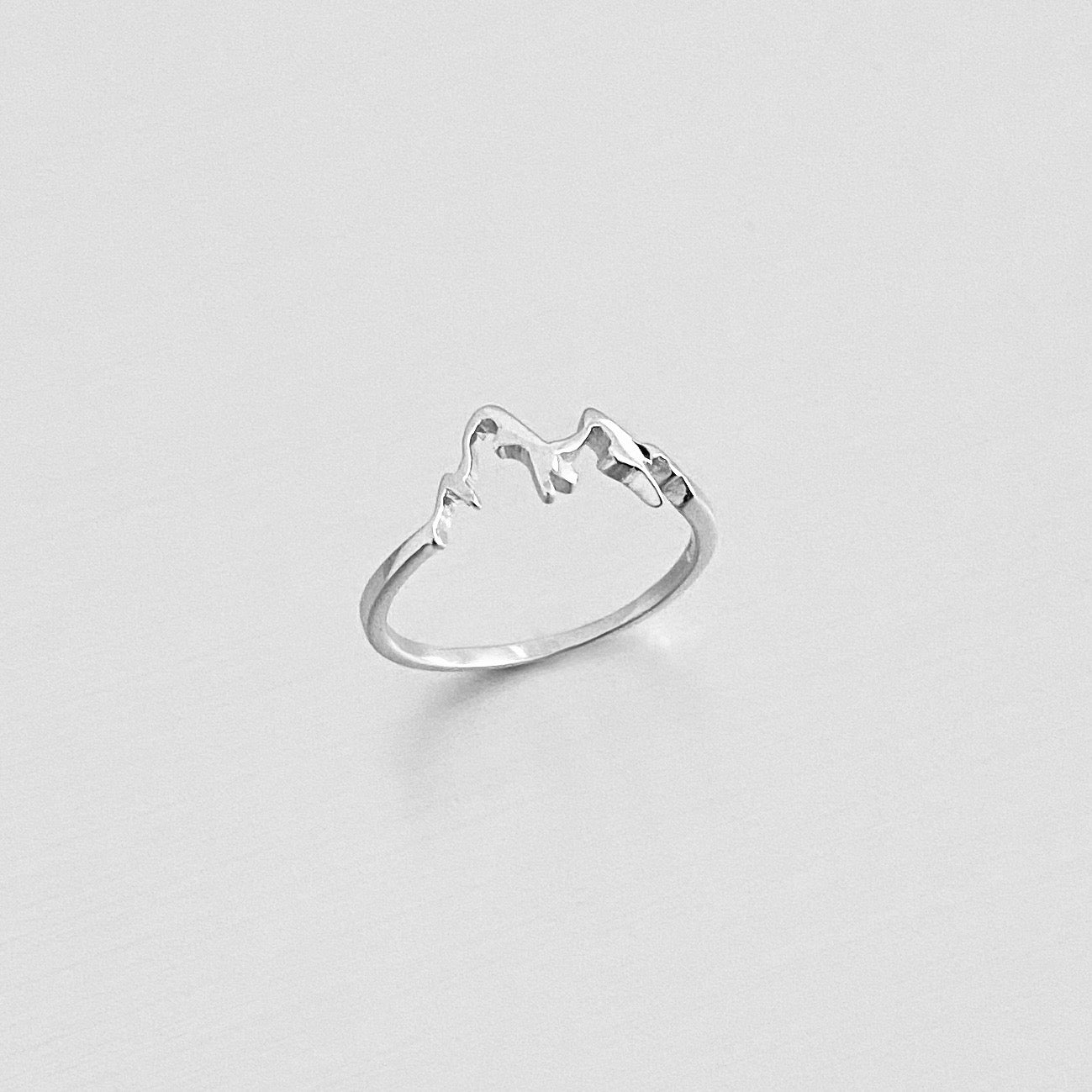 Sterling Silver Small Delicate Mountain Ring, Dainty Desert Hiking Nature Silver Rings