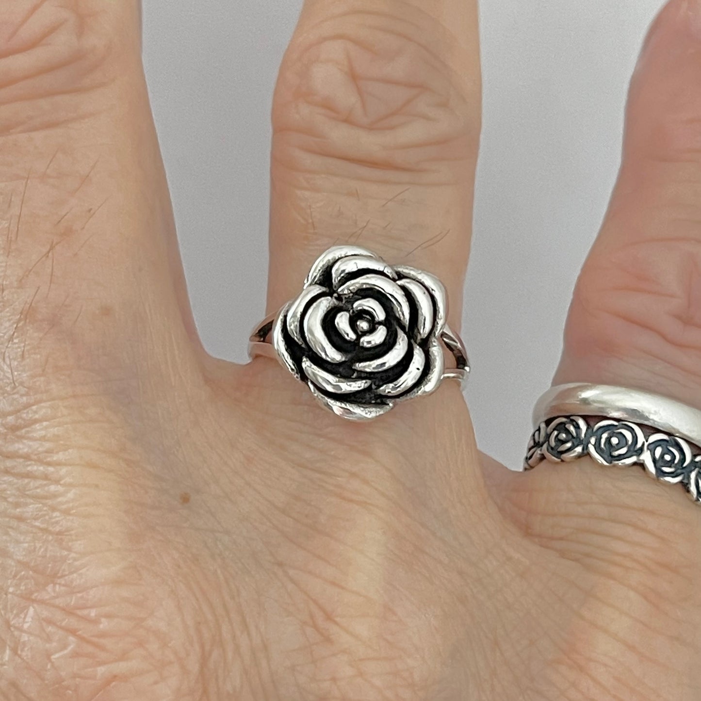 Sterling Silver Simple Rose Ring, Flower Ring, Silver Rings, Love Roses