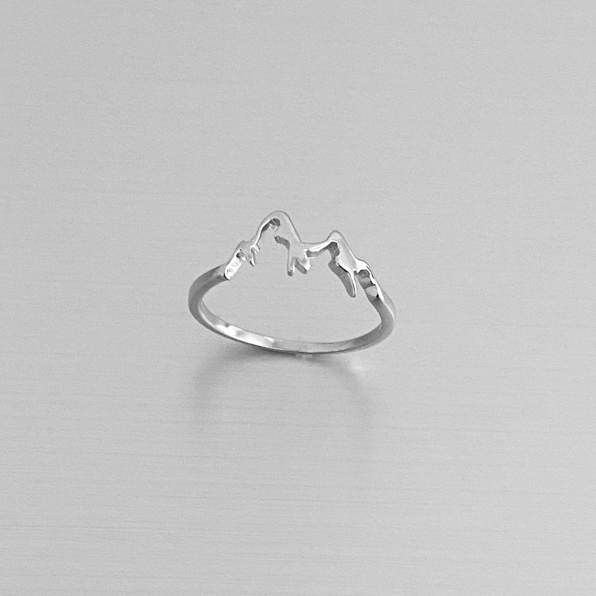 Sterling Silver Small Delicate Mountain Ring, Hiking Silver Rings, Desert Ring