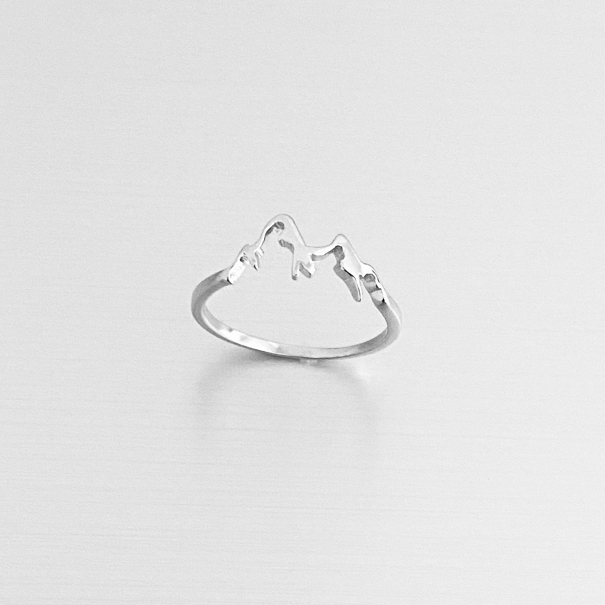 Sterling Silver Small Delicate Mountain Ring, Dainty Desert Hiking Nature Silver Rings