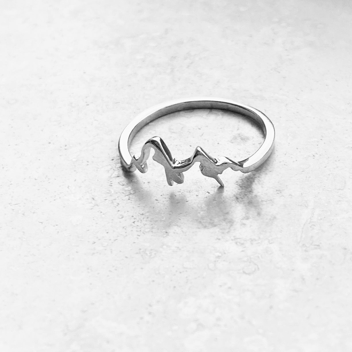 Sterling Silver Small Delicate Mountain Ring, Dainty Desert Hiking Nature Silver Rings