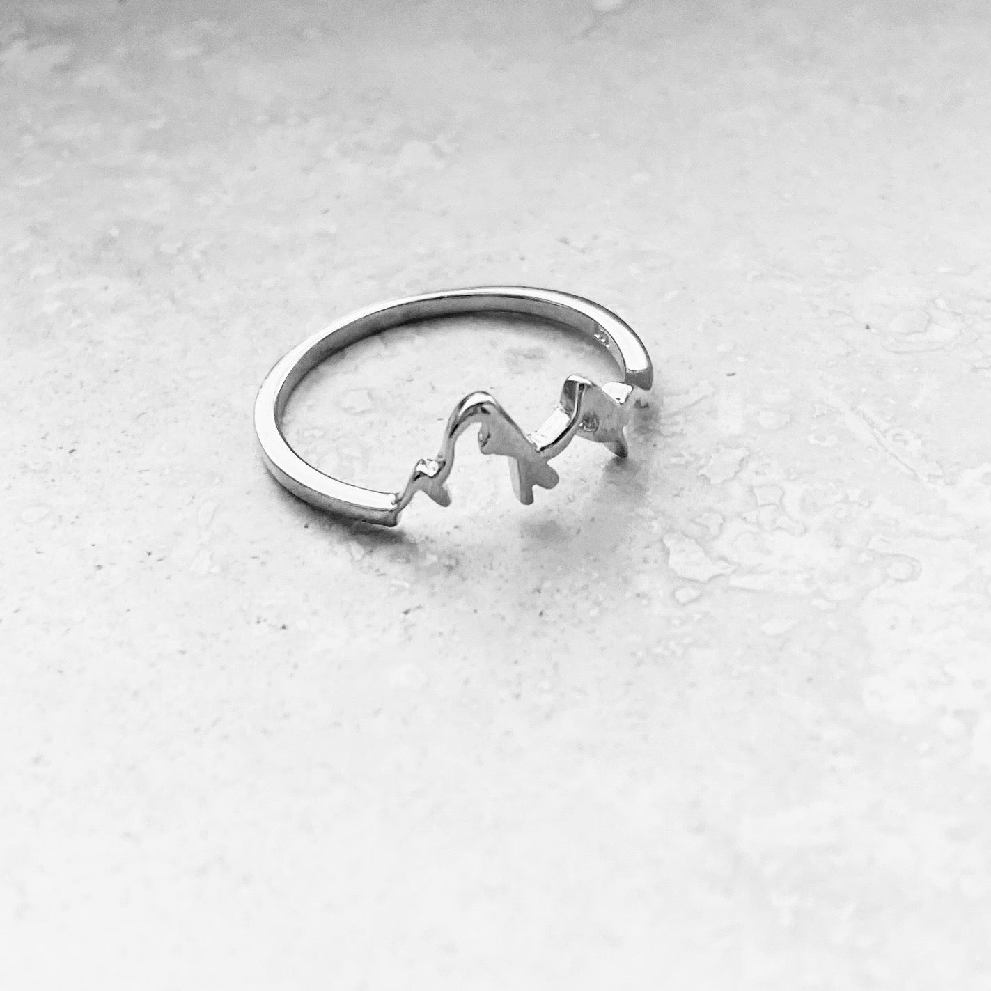 Sterling Silver Small Delicate Mountain Ring, Dainty Desert Hiking Nature Silver Rings