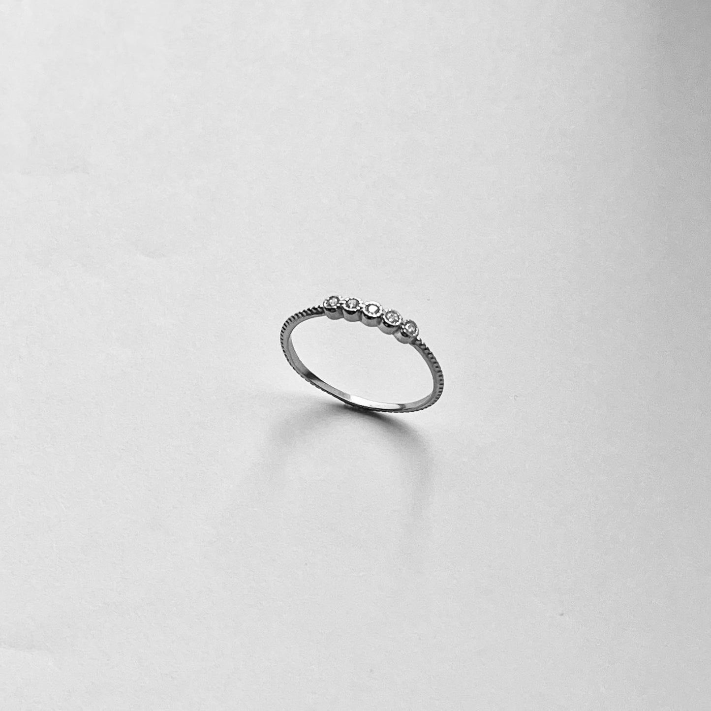 Sterling Silver 5 Little Small Round Clear CZ Ring, Minimalist Rings, Silver Band