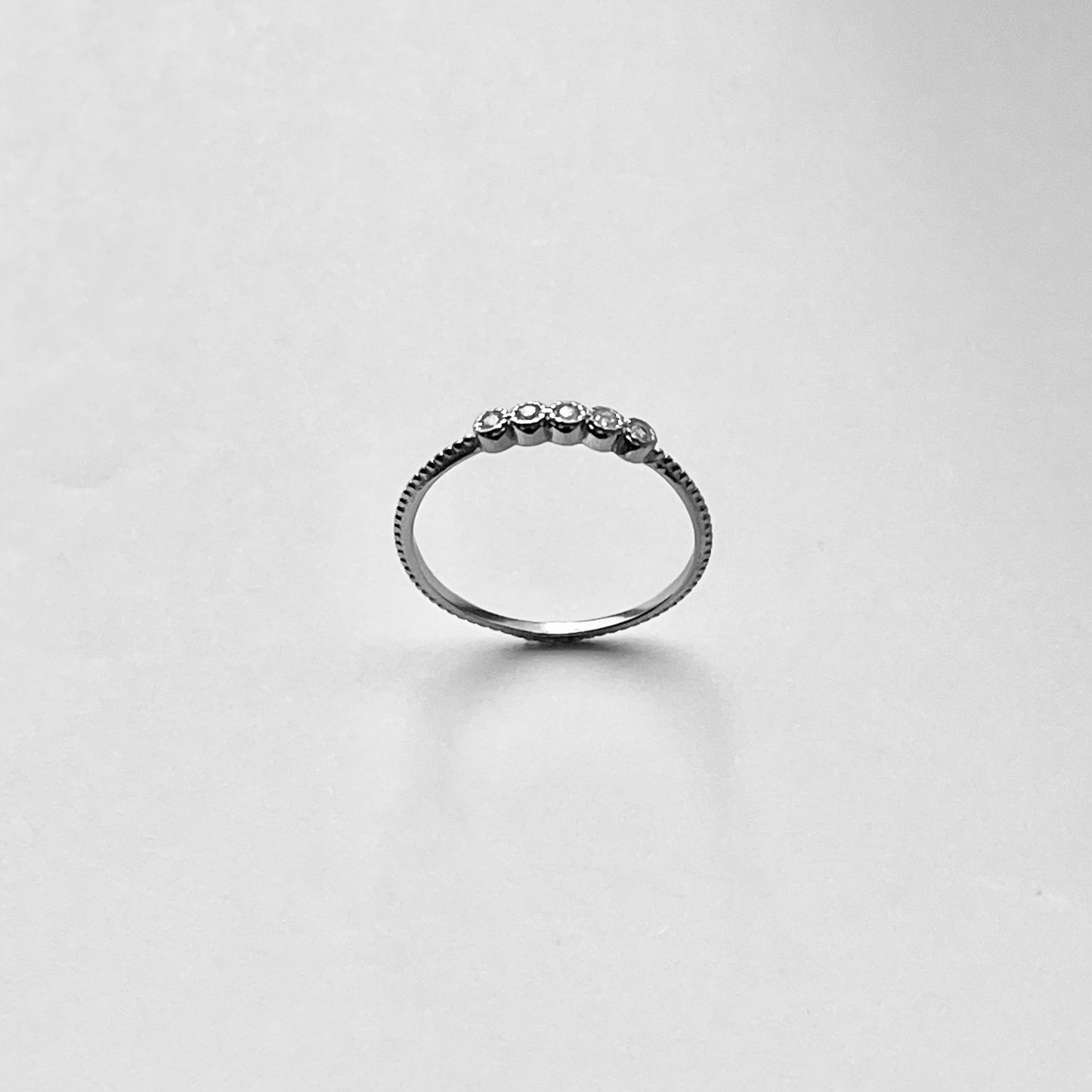 Sterling Silver 5 Little Small Round Clear CZ Ring, Minimalist Rings, Silver Band