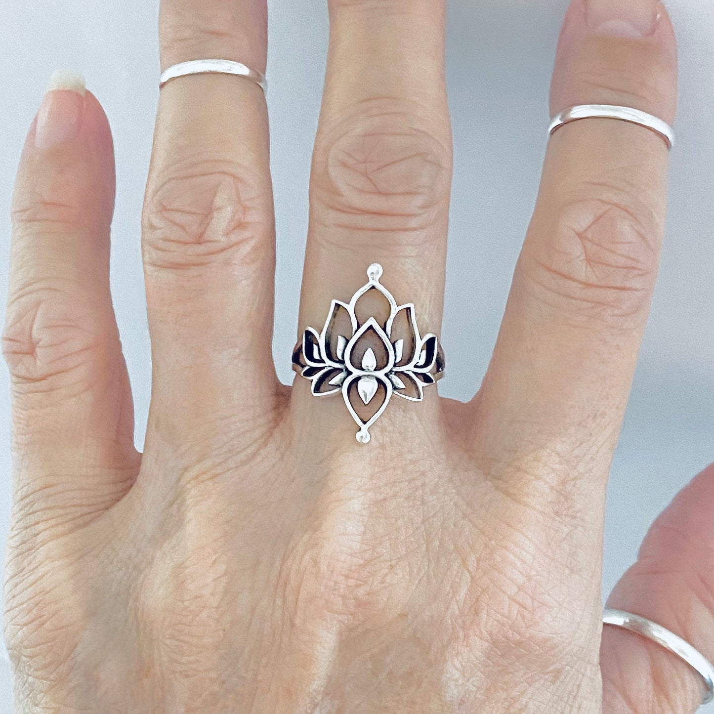 Sterling Silver Statement Mandala Lotus Ring, Purity Jewelry, Spirit Flowers, Floral Rings