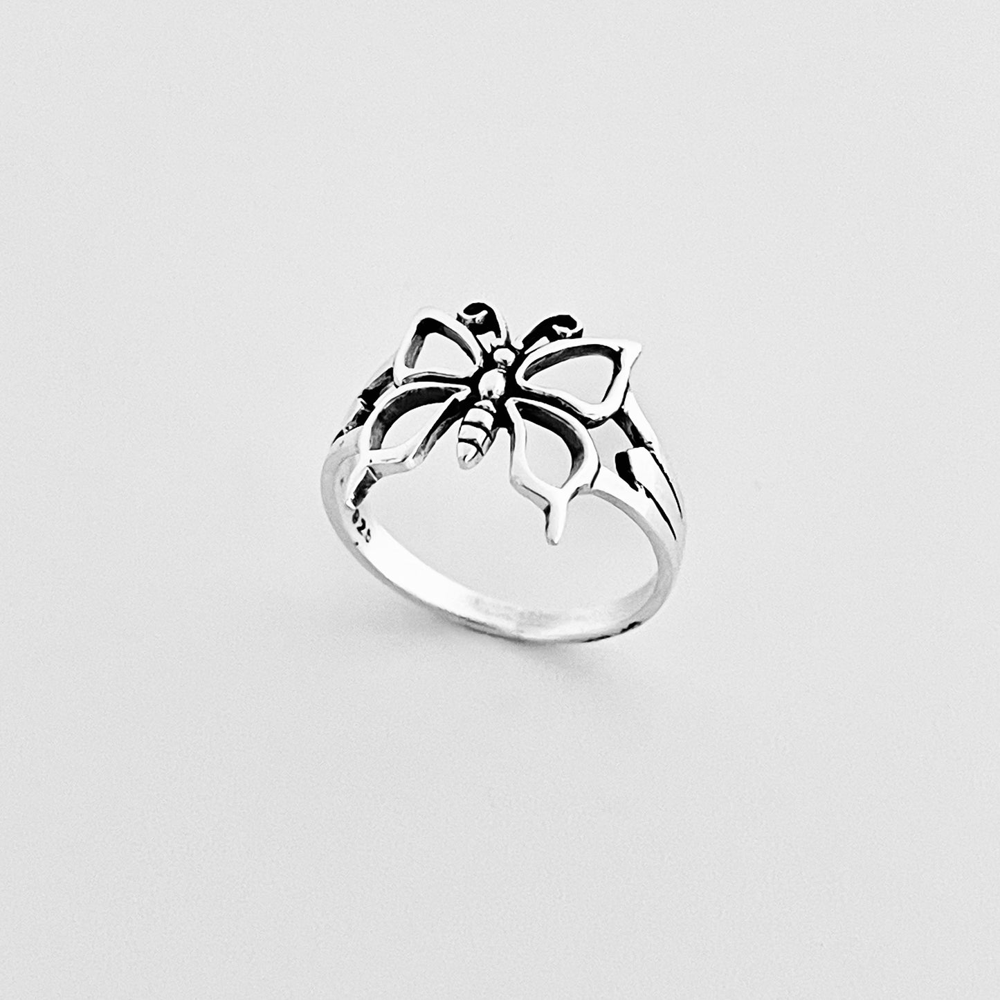 Sterling Silver Large Thin Butterfly Ring – Spirit Bug Nature Statement Silver Rings