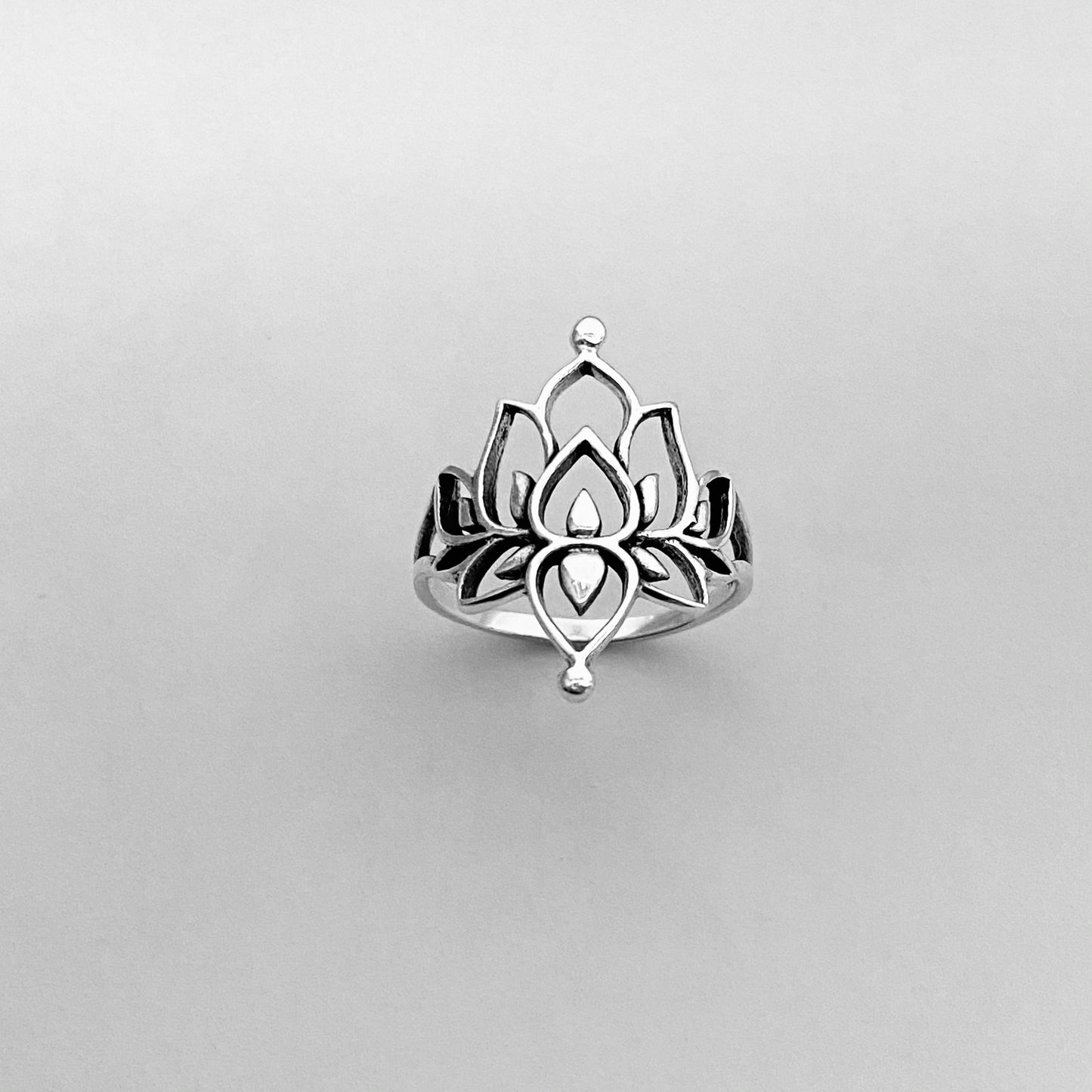 Sterling Silver Thin Double Lotus Ring, Purity Rings, Silver Spirit Ring