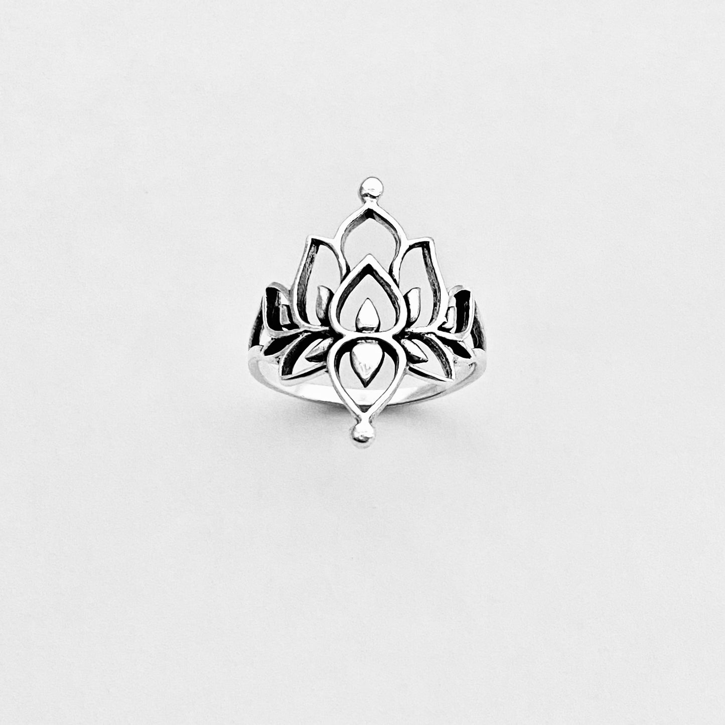 Sterling Silver Statement Mandala Lotus Ring, Purity Jewelry, Spirit Flowers, Floral Rings