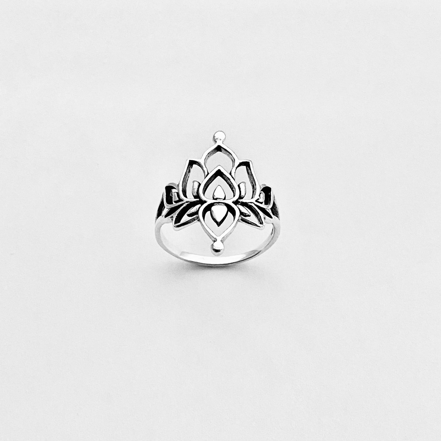 Sterling Silver Statement Mandala Lotus Ring, Purity Jewelry, Spirit Flowers, Floral Rings