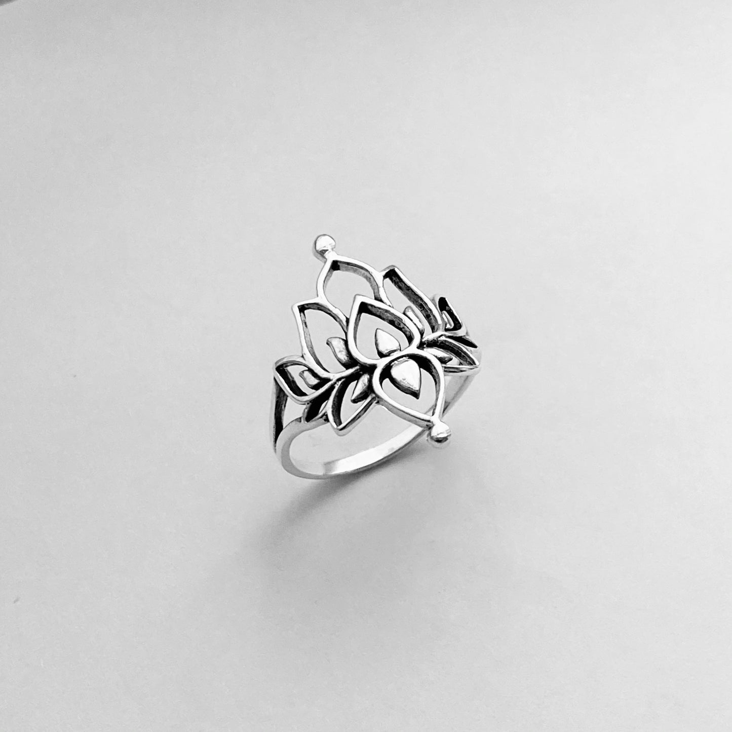 Sterling Silver Thin Double Lotus Ring, Purity Rings, Silver Spirit Ring