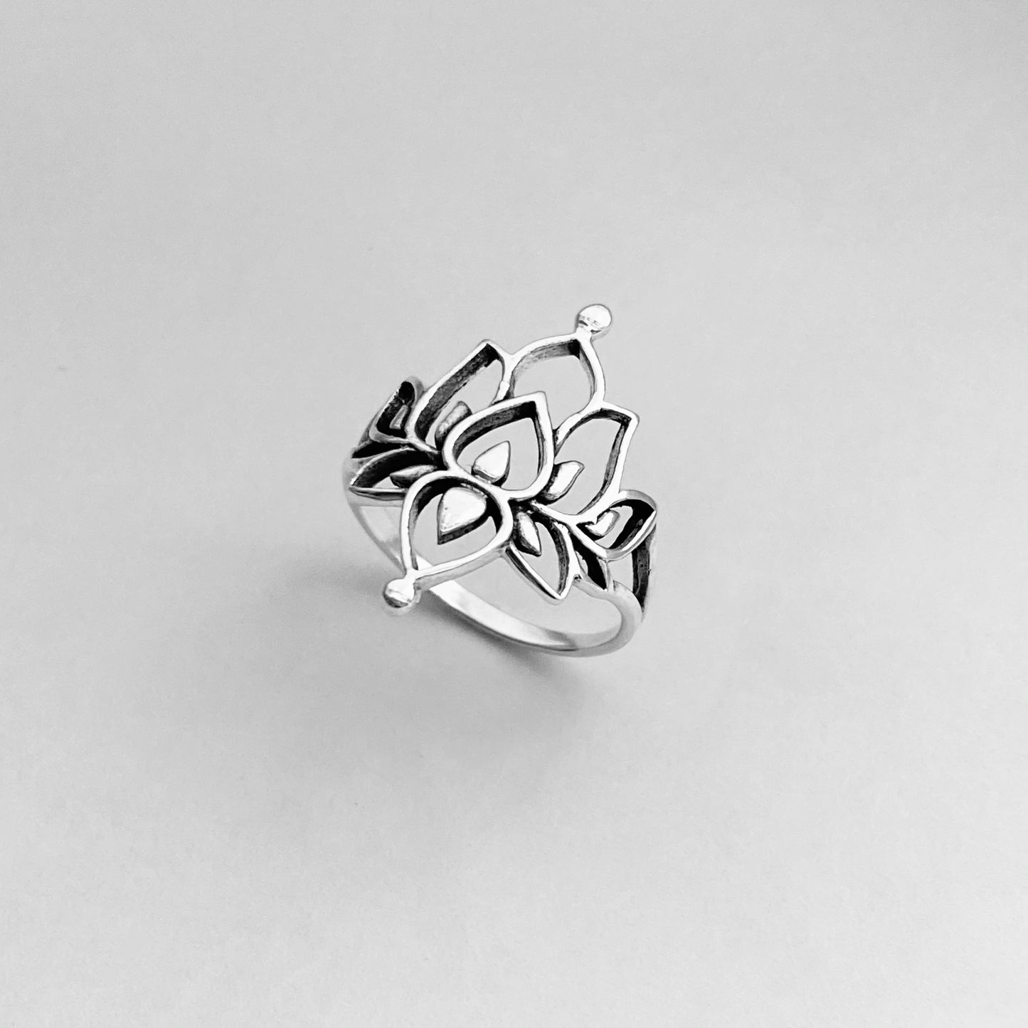 Sterling Silver Thin Double Lotus Ring, Purity Rings, Silver Spirit Ring