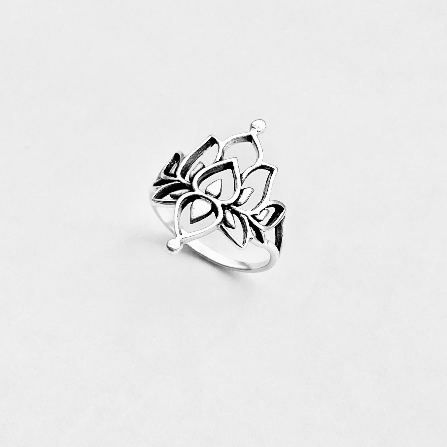 Sterling Silver Statement Mandala Lotus Ring, Purity Jewelry, Spirit Flowers, Floral Rings