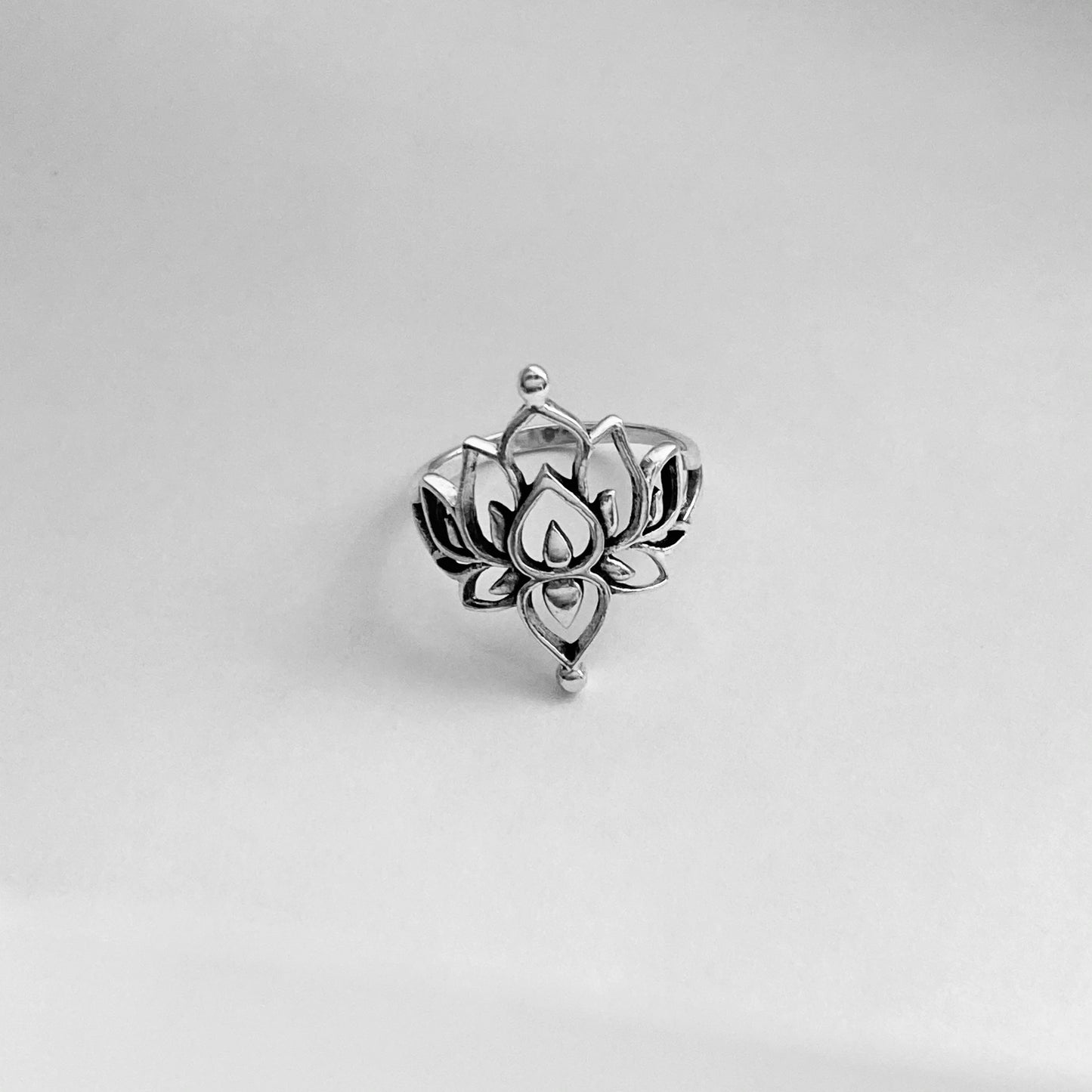 Sterling Silver Thin Double Lotus Ring, Purity Rings, Silver Spirit Ring