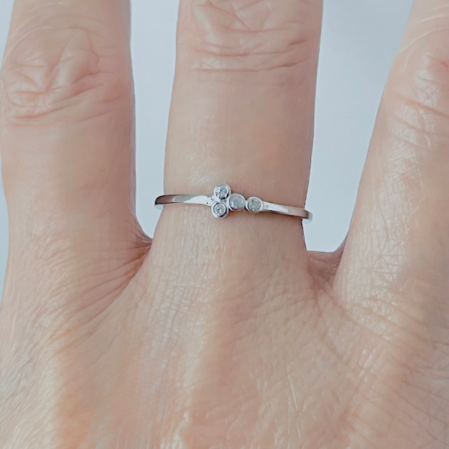 925 Sterling Silver 4 Little CZ Stone Ring | Dainty Stackable Silver Rings