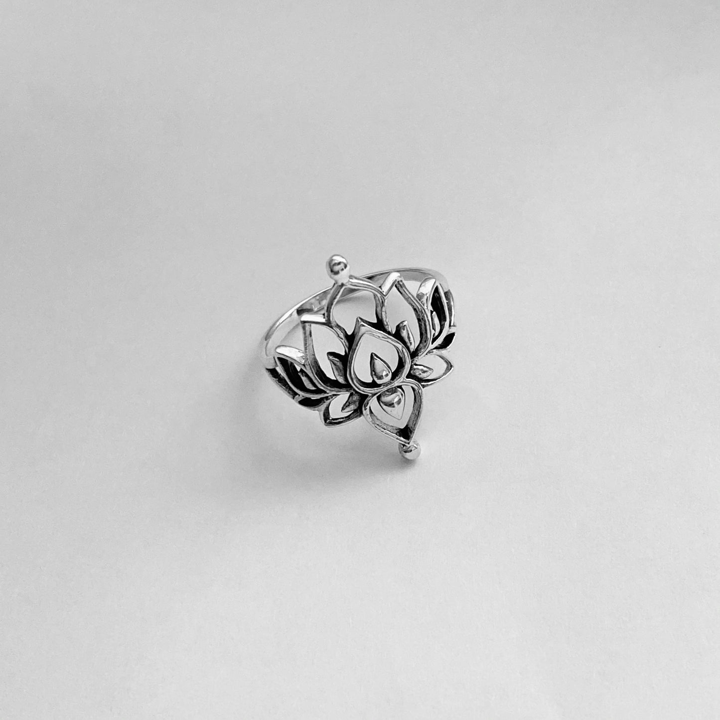 Sterling Silver Thin Double Lotus Ring, Purity Rings, Silver Spirit Ring