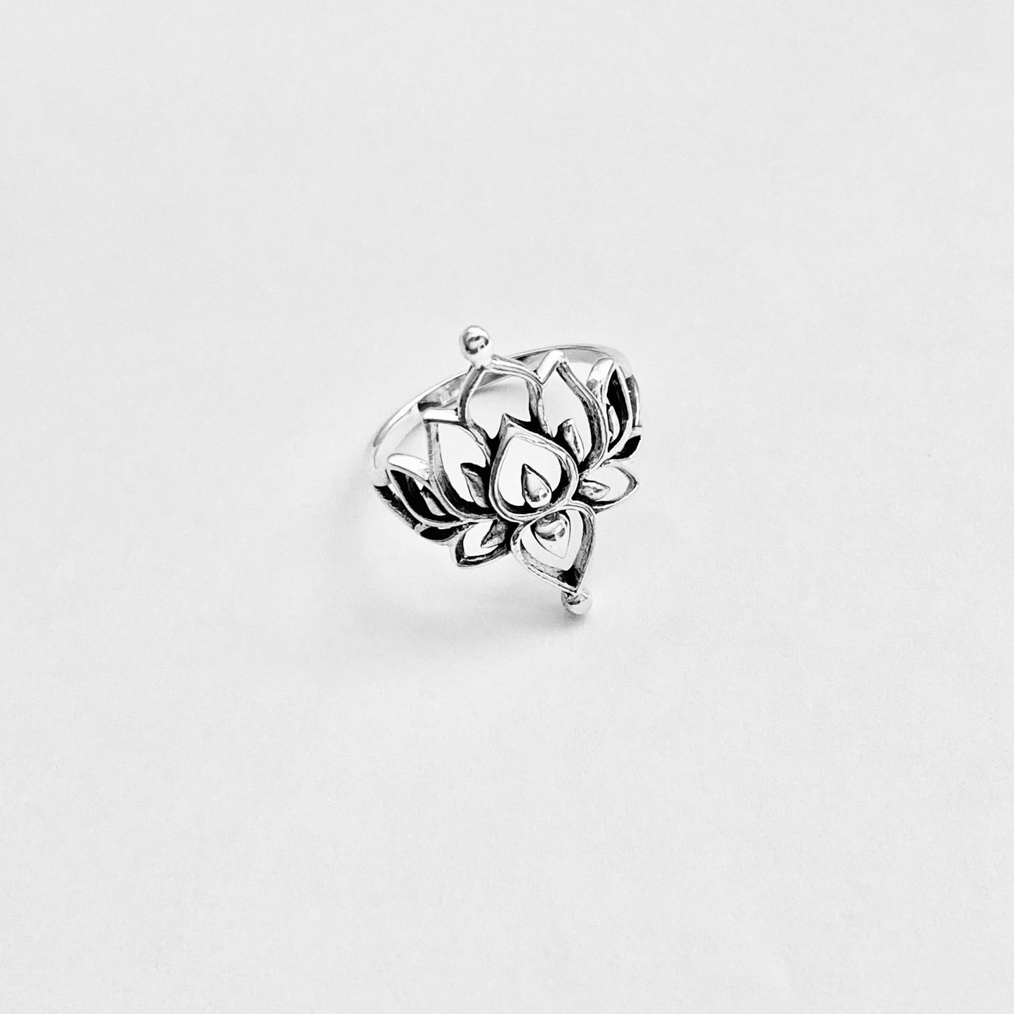 Sterling Silver Statement Mandala Lotus Ring, Purity Jewelry, Spirit Flowers, Floral Rings