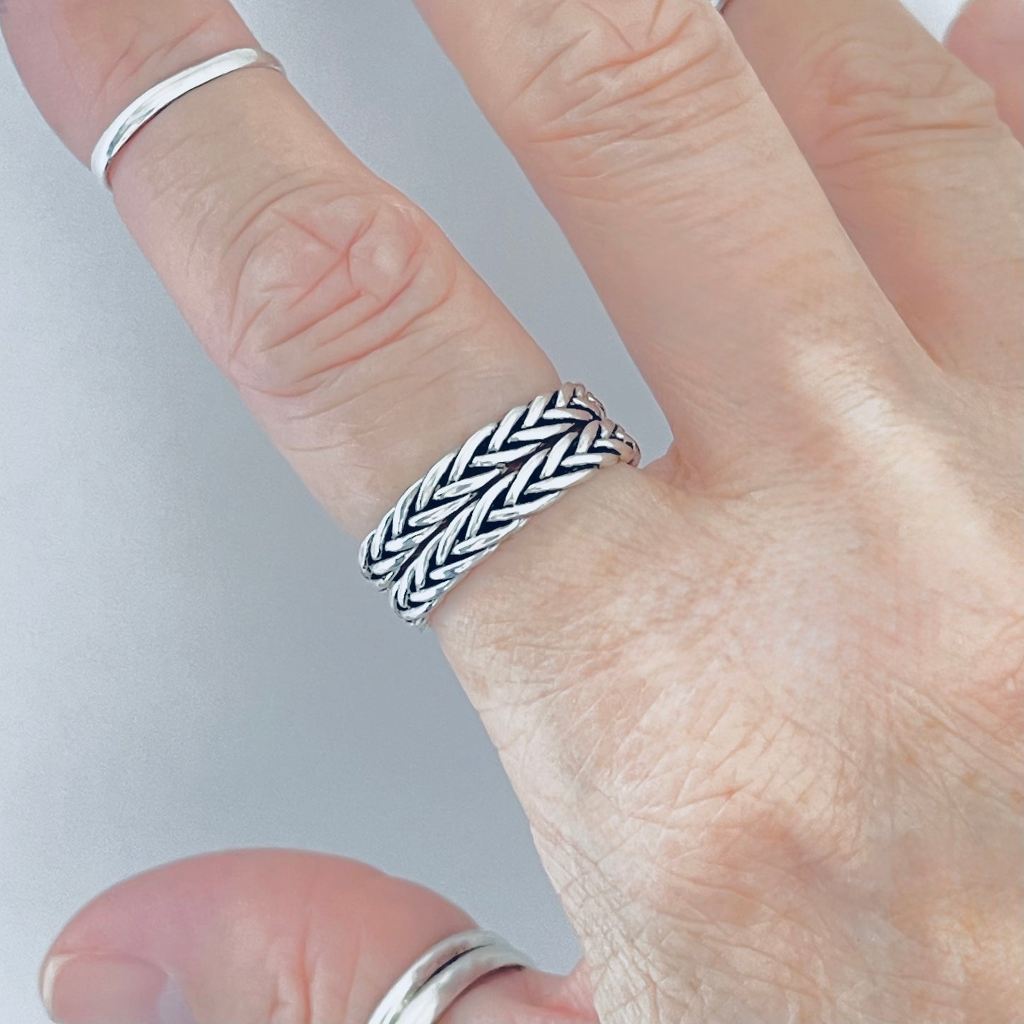 Sterling Silver Eternity Braided Rope Ring | Unisex Wedding Bands, Twisted Jewelry
