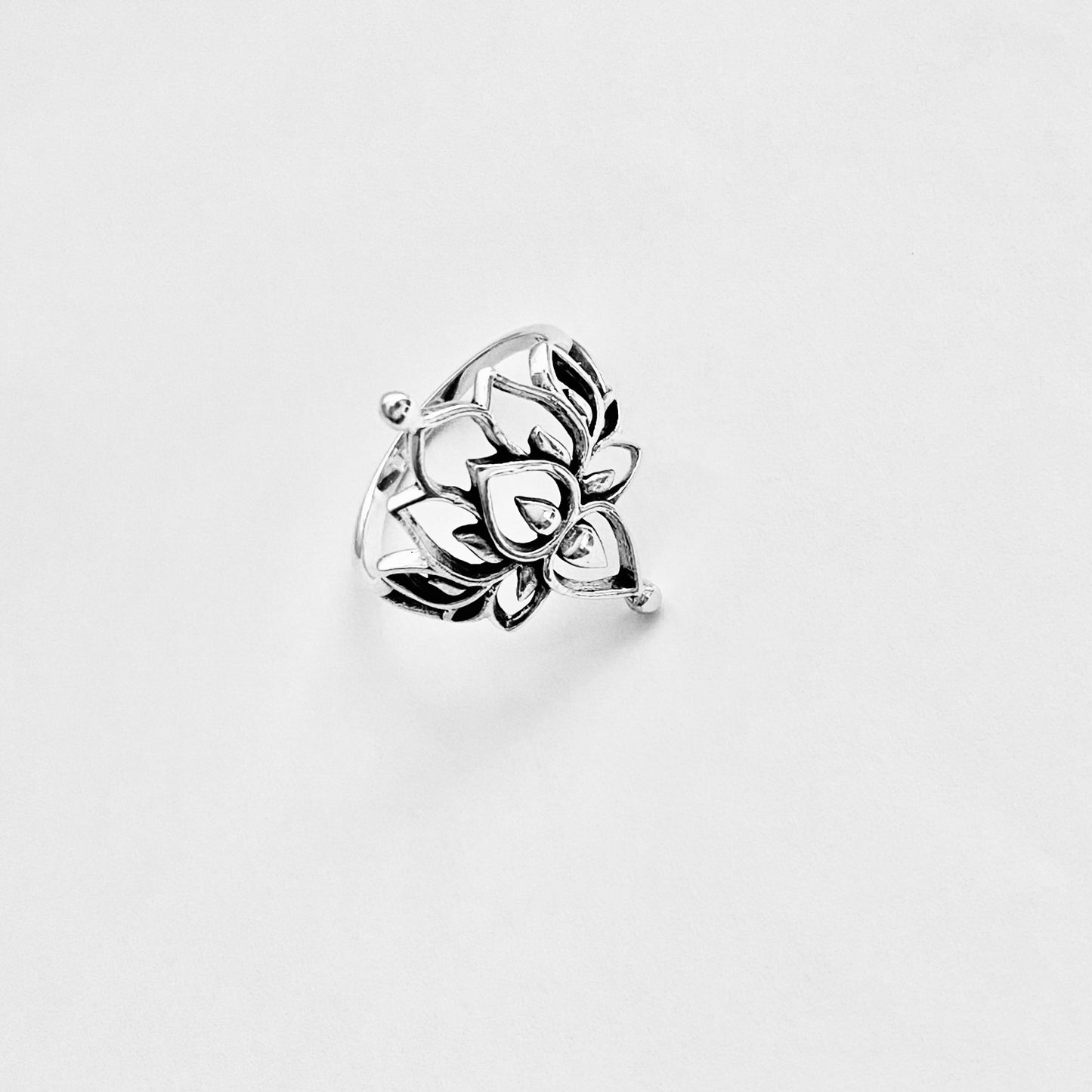 Sterling Silver Statement Mandala Lotus Ring, Purity Jewelry, Spirit Flowers, Floral Rings