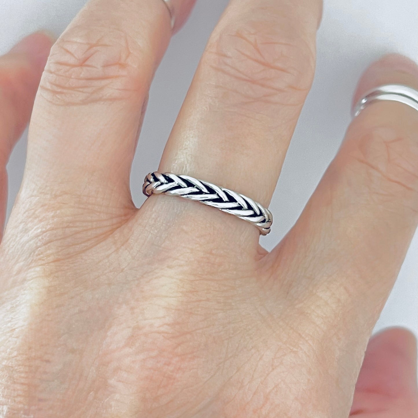 Sterling Silver Eternity Braided Rope Ring | Unisex Wedding Bands, Twisted Jewelry