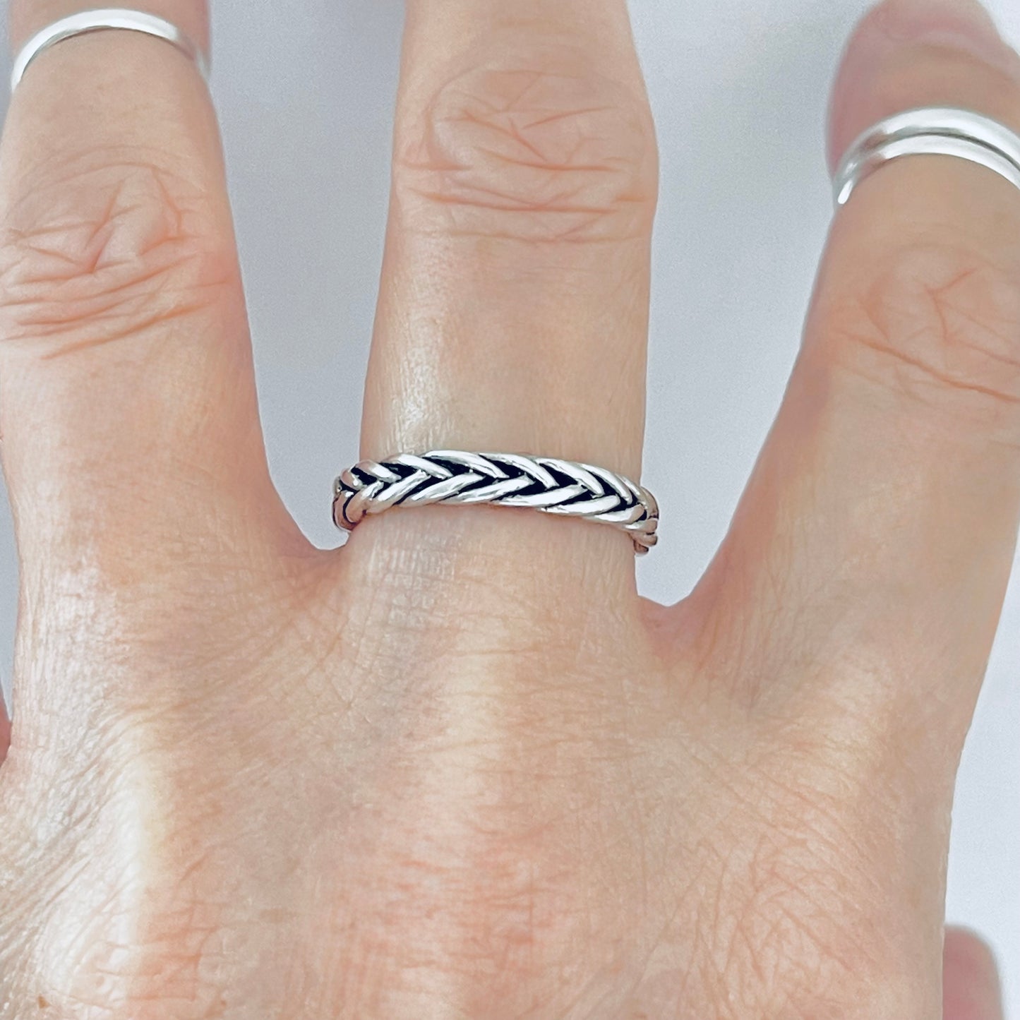 Sterling Silver Eternity Braided Rope Ring | Unisex Wedding Bands, Twisted Jewelry