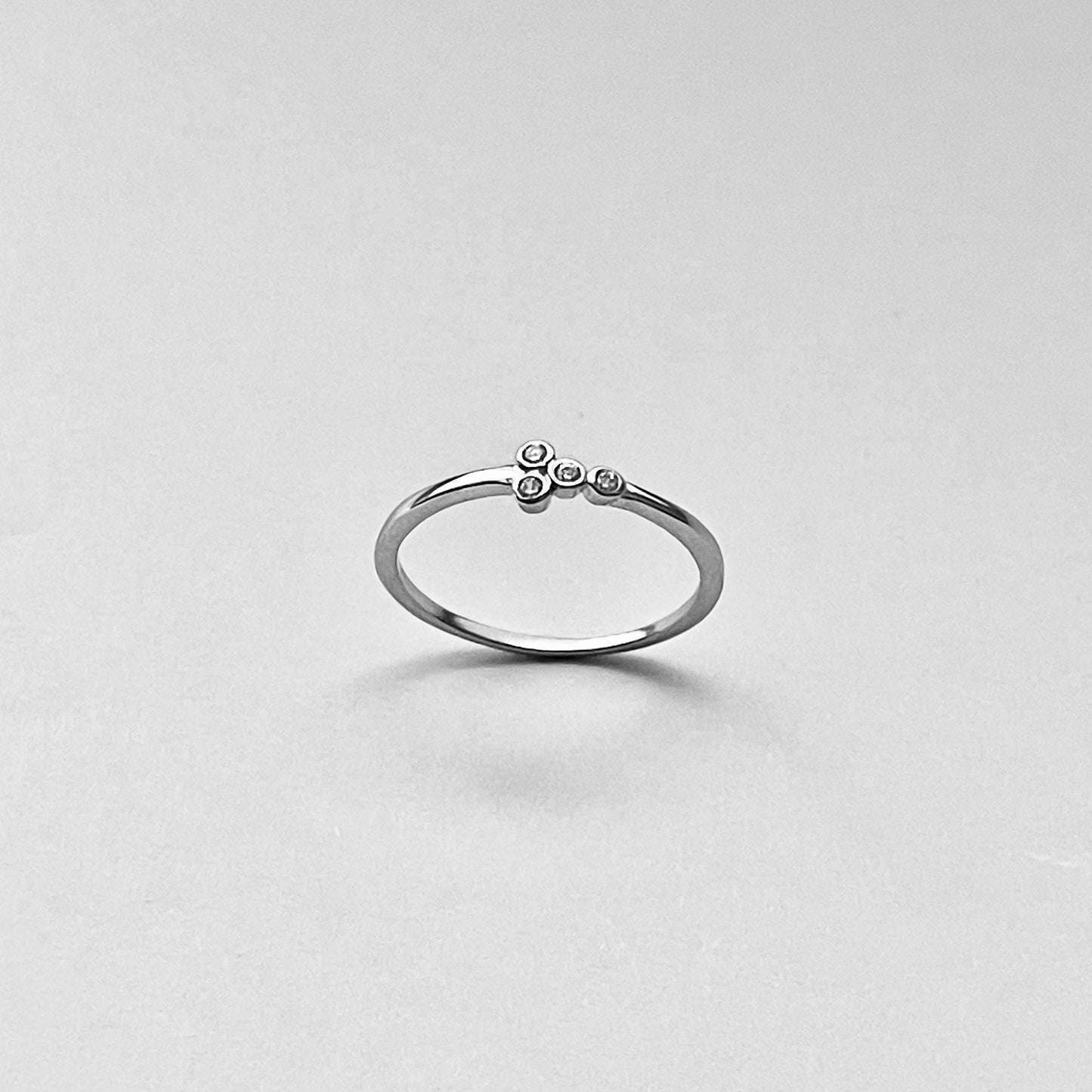 Sterling Silver 4 Little Small Round Clear CZ Ring, Minimalist Rings, Silver Ring