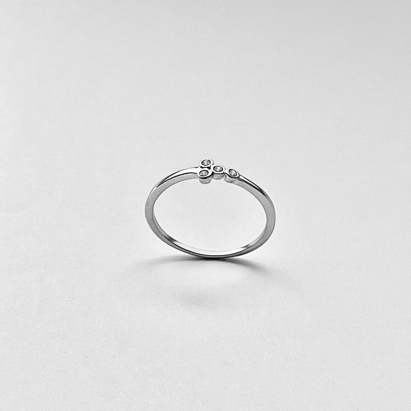 Sterling Silver 4 Little Small Round Clear CZ Ring, Minimalist Rings, Silver Ring