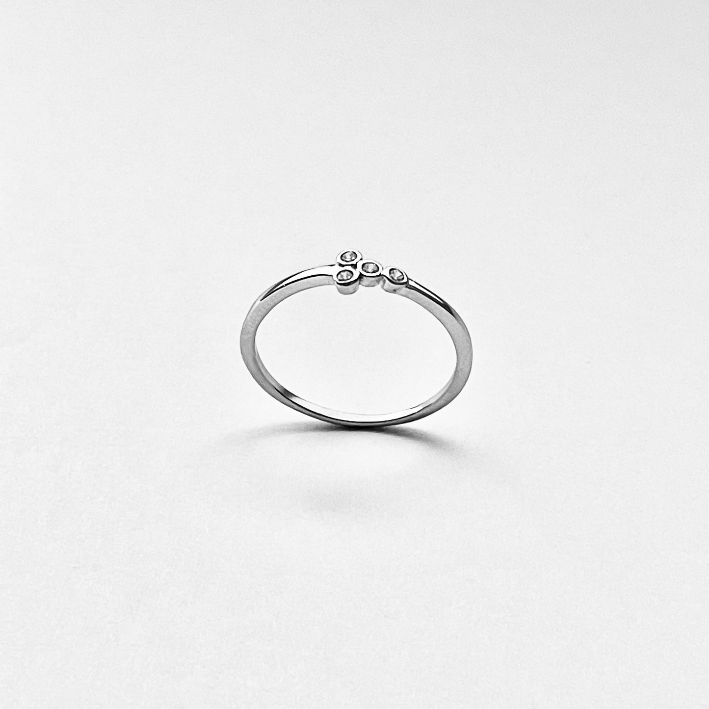 925 Sterling Silver 4 Little CZ Stone Ring | Dainty Stackable Silver Rings