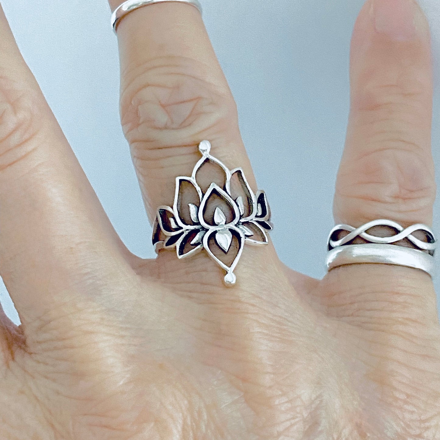 Sterling Silver Statement Mandala Lotus Ring, Purity Jewelry, Spirit Flowers, Floral Rings