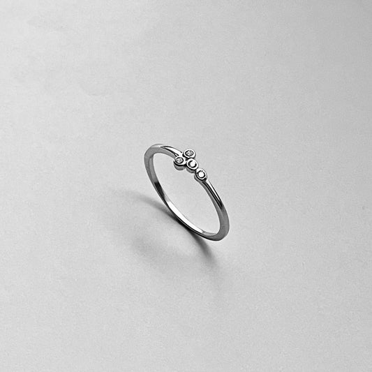 Sterling Silver 4 Little Small Round Clear CZ Ring, Minimalist Rings, Silver Ring
