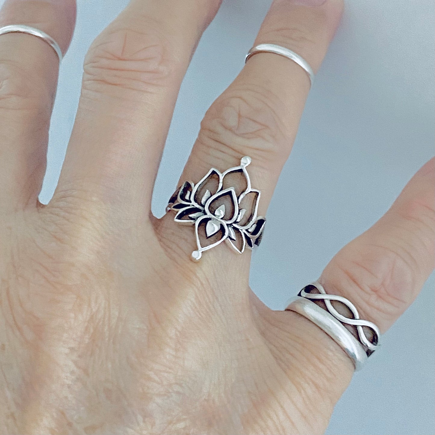 Sterling Silver Statement Mandala Lotus Ring, Purity Jewelry, Spirit Flowers, Floral Rings