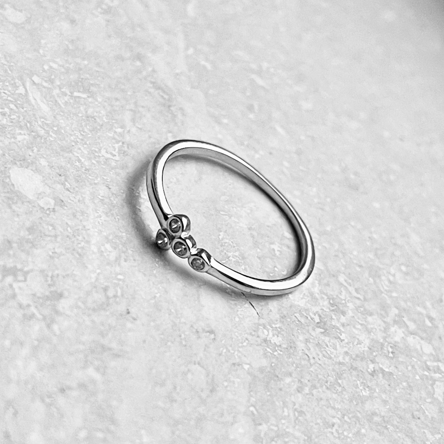 Sterling Silver 4 Little Small Round Clear CZ Ring, Minimalist Rings, Silver Ring