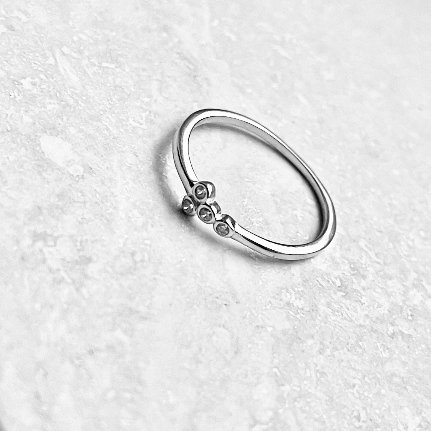 925 Sterling Silver 4 Little CZ Stone Ring | Dainty Stackable Silver Rings