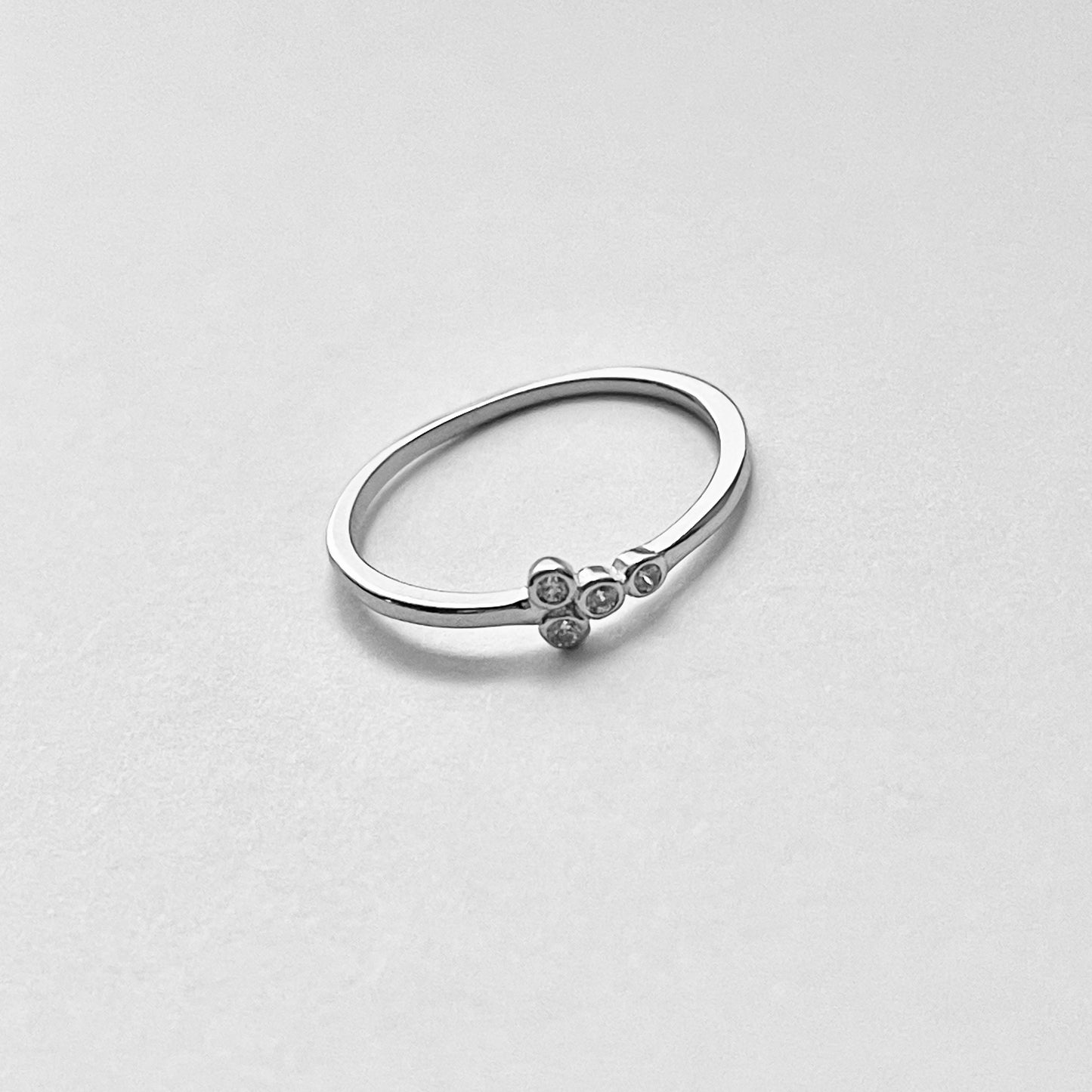 Sterling Silver 4 Little Small Round Clear CZ Ring, Minimalist Rings, Silver Ring