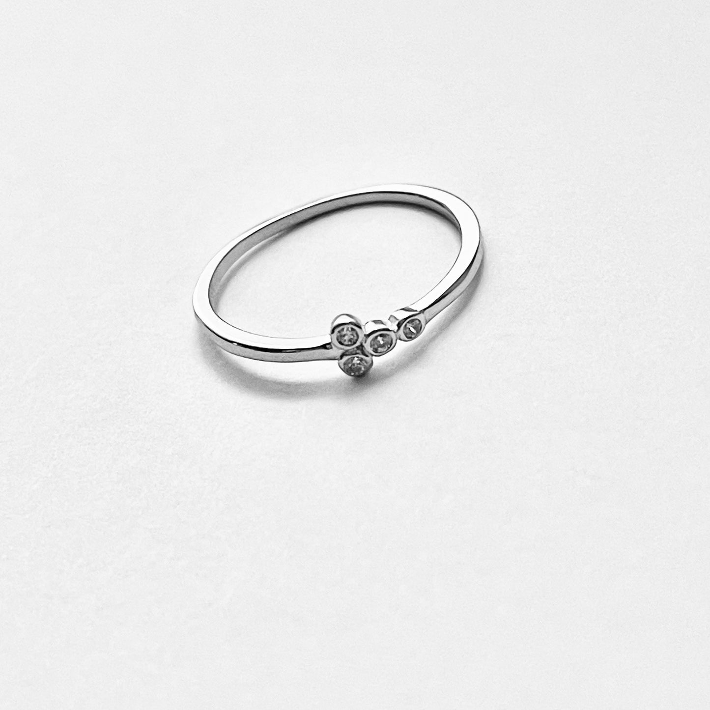 925 Sterling Silver 4 Little CZ Stone Ring | Dainty Stackable Silver Rings