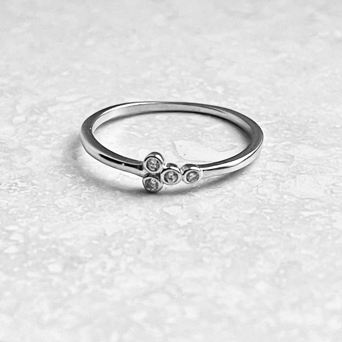 Sterling Silver 4 Little Small Round Clear CZ Ring, Minimalist Rings, Silver Ring