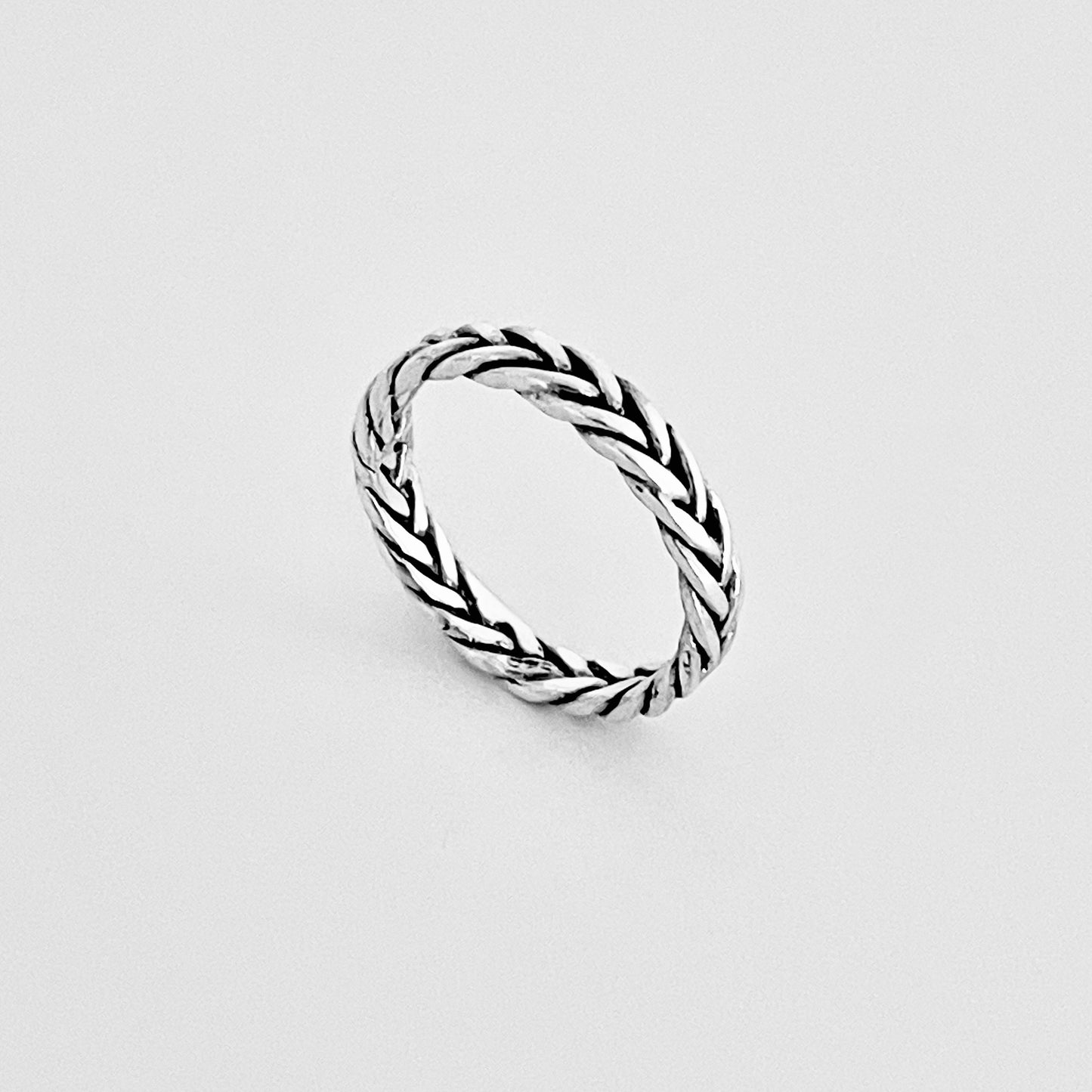 Sterling Silver Eternity Braided Rope Ring | Unisex Wedding Bands, Twisted Jewelry