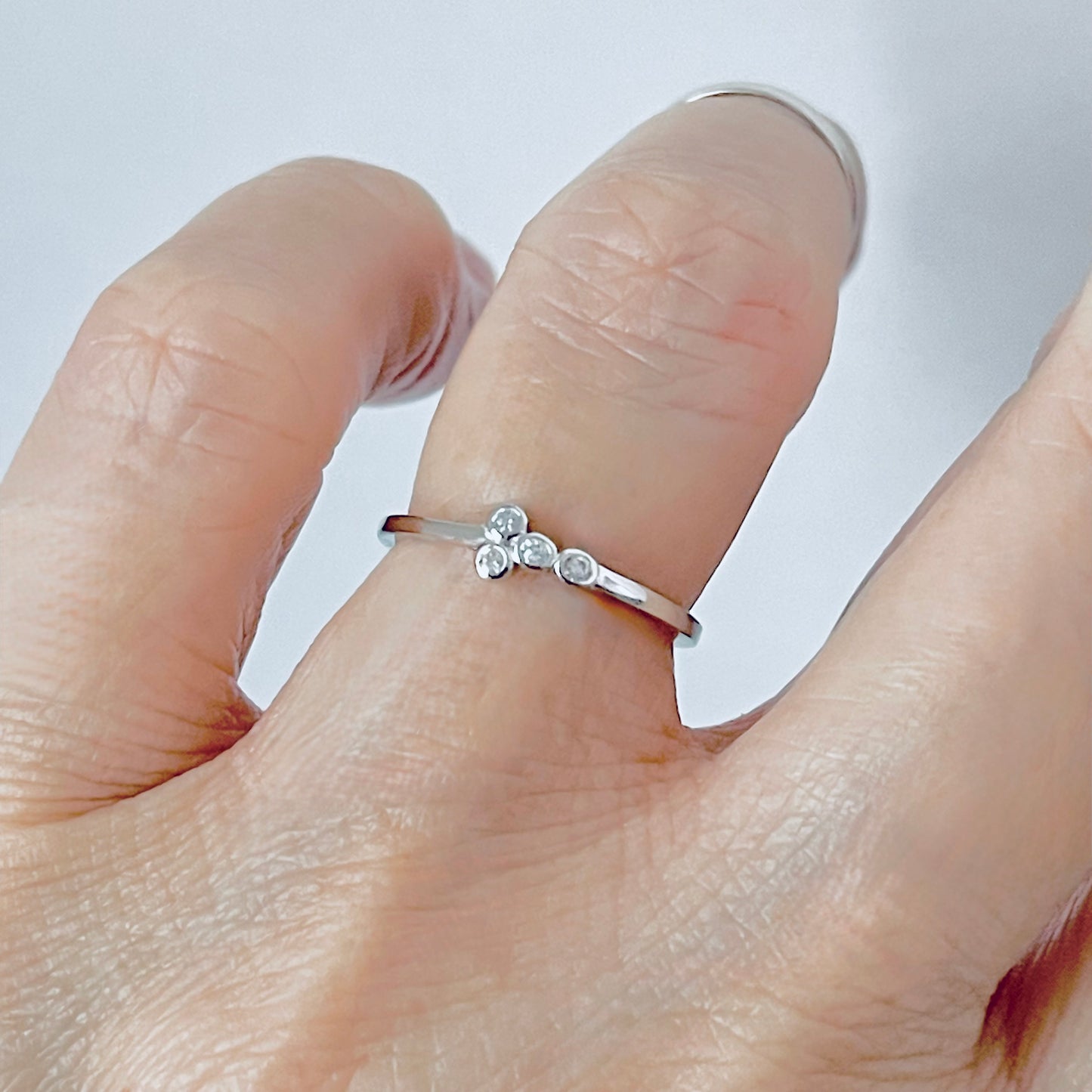 925 Sterling Silver 4 Little CZ Stone Ring | Dainty Stackable Silver Rings