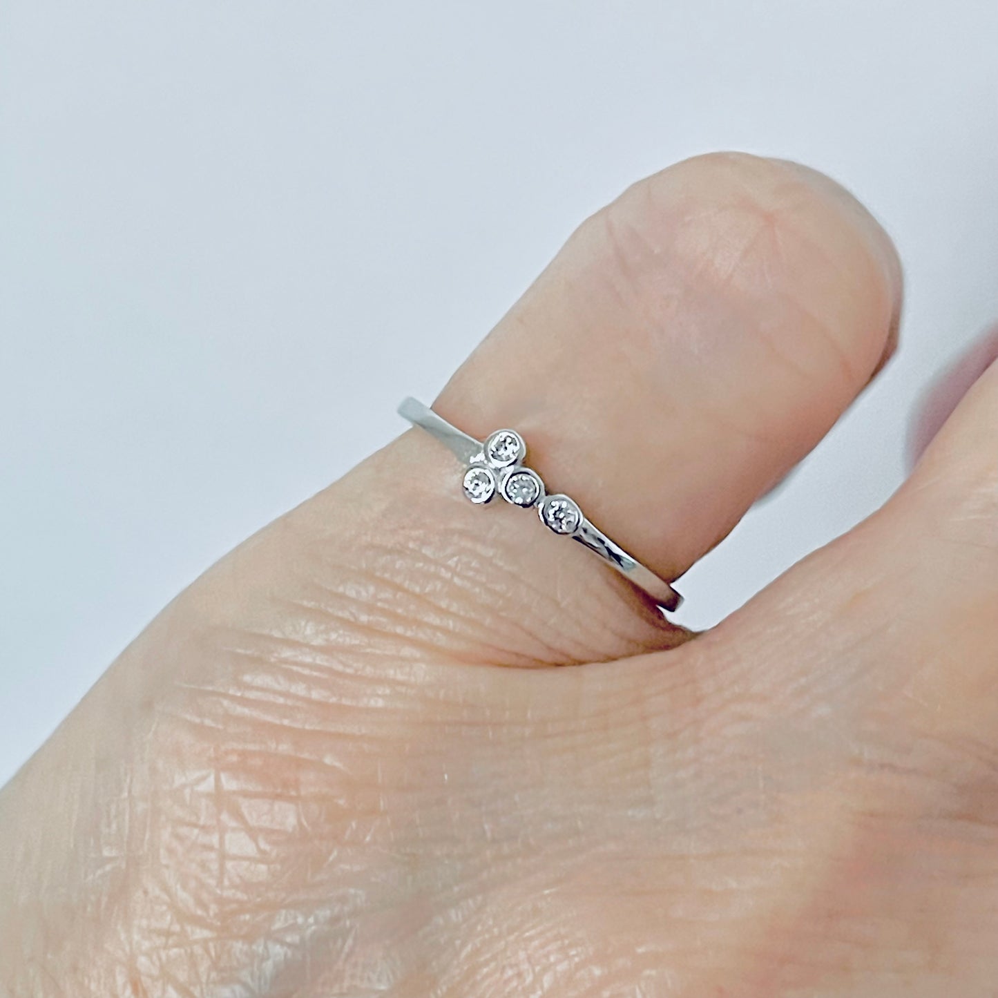 925 Sterling Silver 4 Little CZ Stone Ring | Dainty Stackable Silver Rings