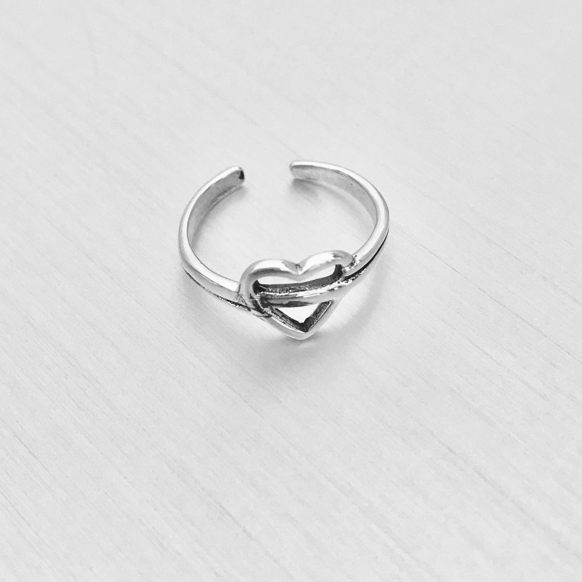 925 Sterling Silver Line Through Heart Toe Ring | Dainty Eternity Love Silver Rings